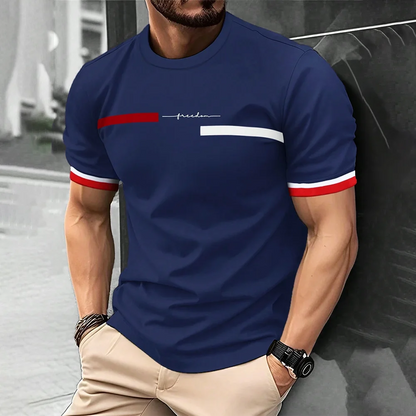 Fashion Summer 3D Stripe Letter Print Men's T Shirt