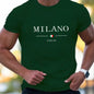 Summer men's  sports loose plus MILANO print comfortable short sleeved T-shirt top