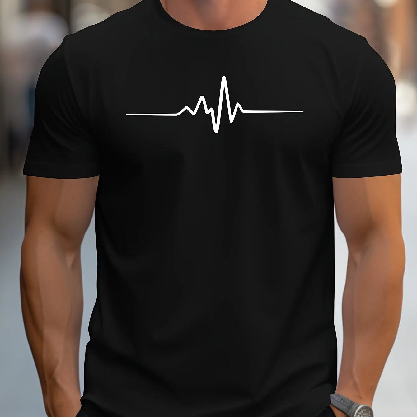 Men's summer loose size Creative Graphic printed slim fit casual sports round neck short sleeved T-shirt top