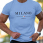 Summer men's  sports loose plus MILANO print comfortable short sleeved T-shirt top