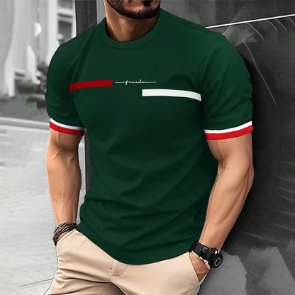 Fashion Summer 3D Stripe Letter Print Men's T Shirt