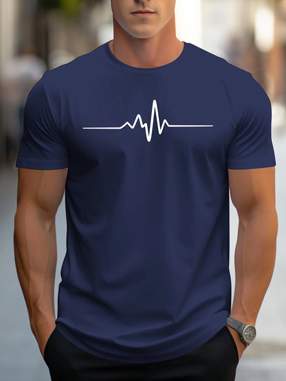 Men's summer loose size Creative Graphic printed slim fit casual sports round neck short sleeved T-shirt top