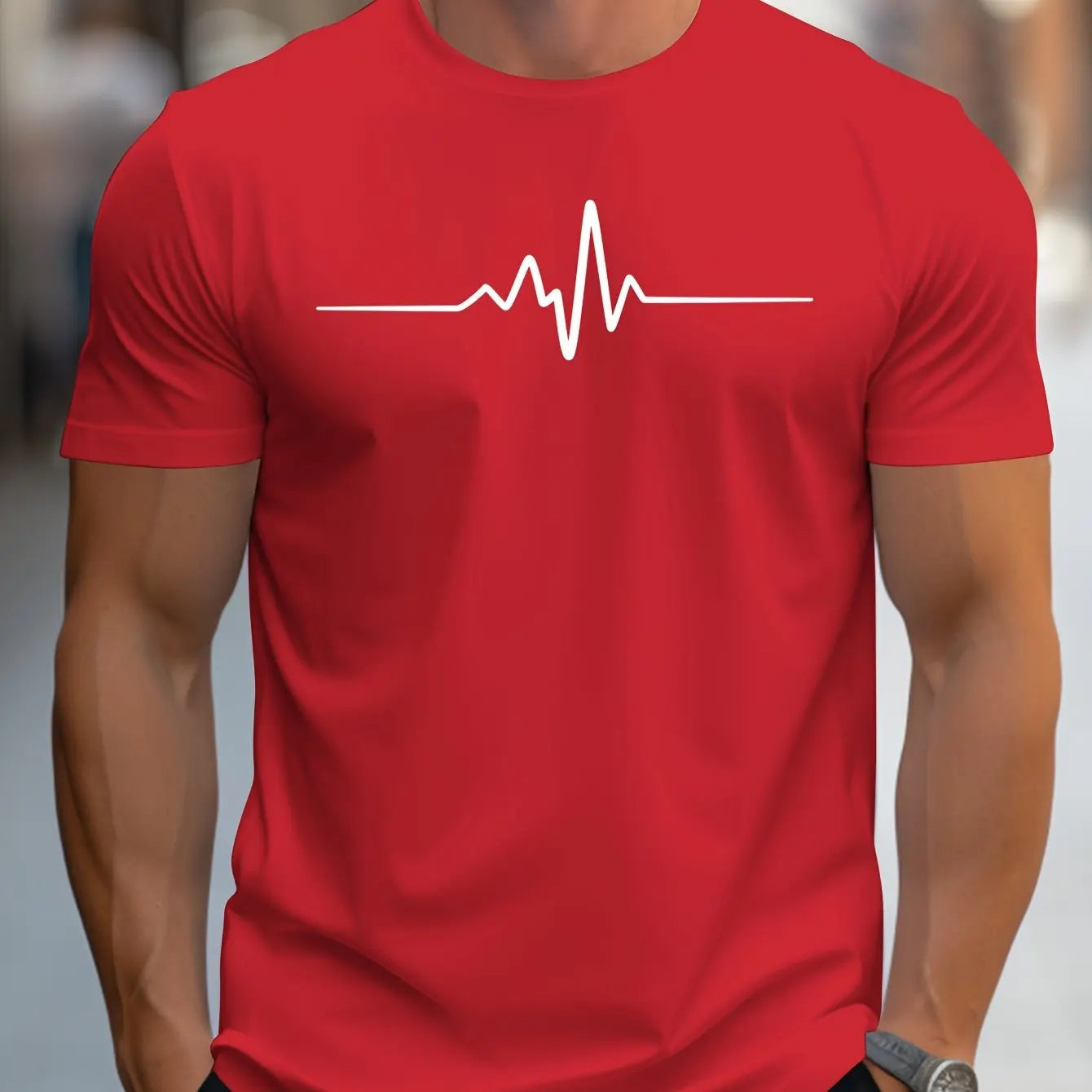 Men's summer loose size Creative Graphic printed slim fit casual sports round neck short sleeved T-shirt top