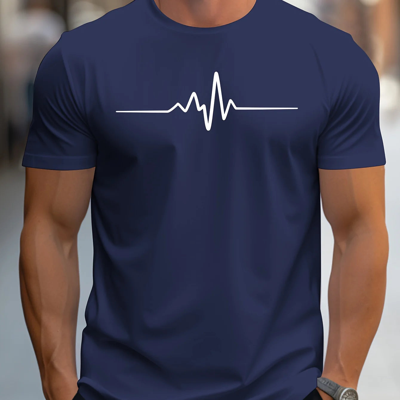 Men's summer loose size Creative Graphic printed slim fit casual sports round neck short sleeved T-shirt top