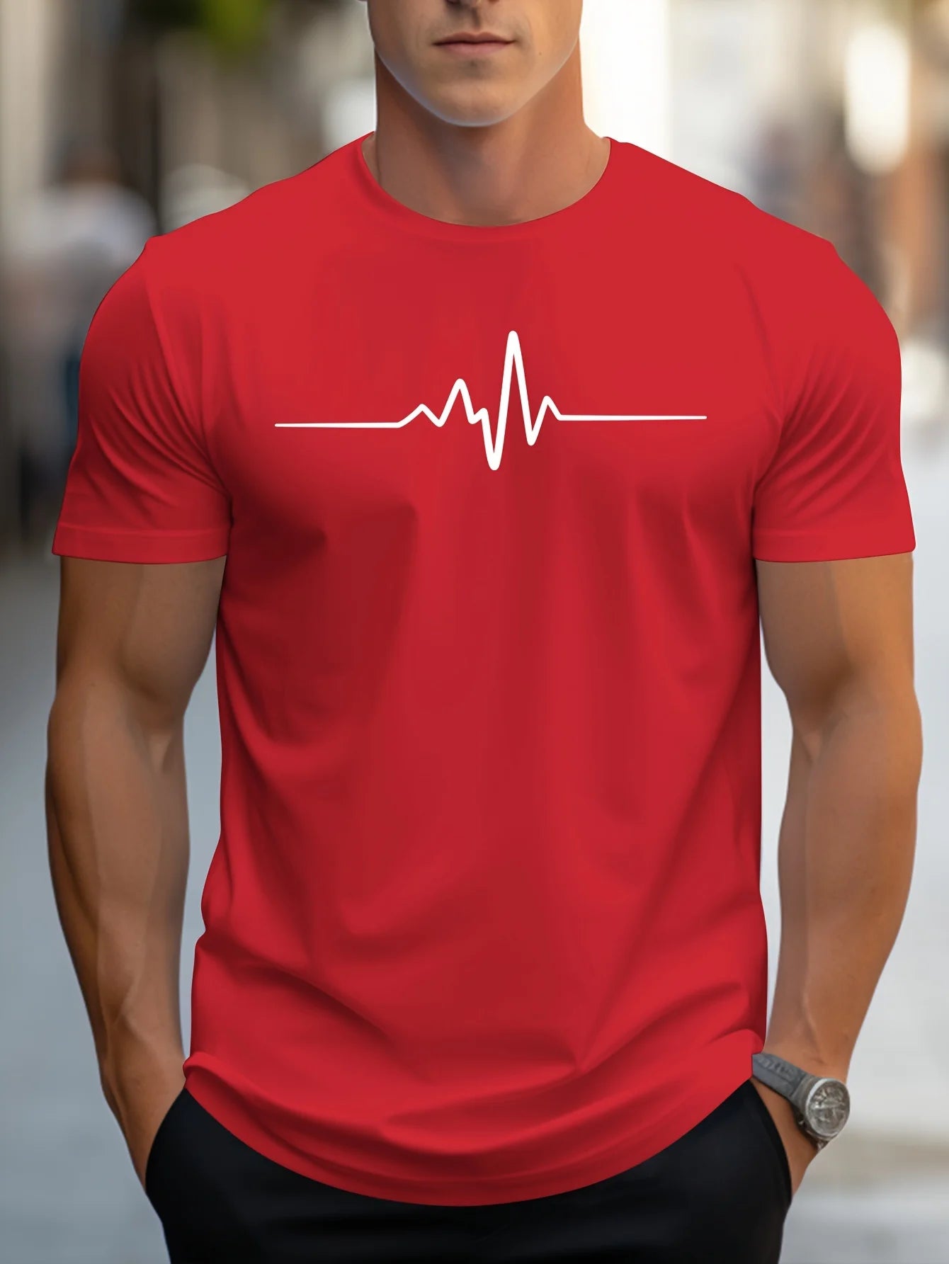 Men's summer loose size Creative Graphic printed slim fit casual sports round neck short sleeved T-shirt top