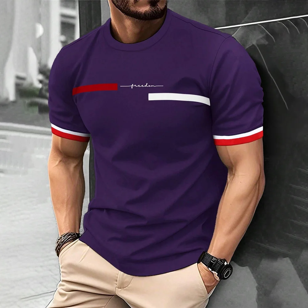 Fashion Summer 3D Stripe Letter Print Men's T Shirt