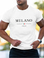 Summer men's  sports loose plus MILANO print comfortable short sleeved T-shirt top