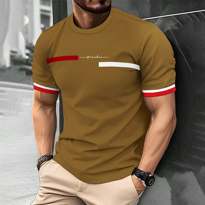 Fashion Summer 3D Stripe Letter Print Men's T Shirt