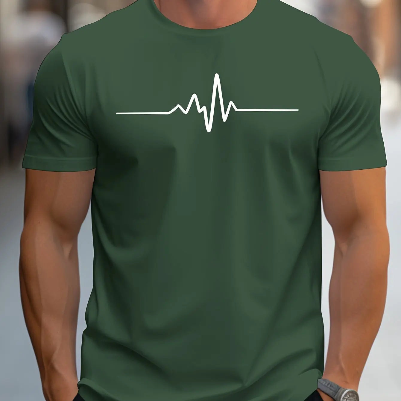 Men's summer loose size Creative Graphic printed slim fit casual sports round neck short sleeved T-shirt top