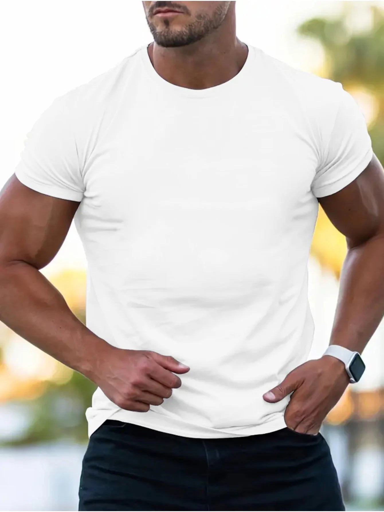 Summer men's  sports loose plus MILANO print comfortable short sleeved T-shirt top